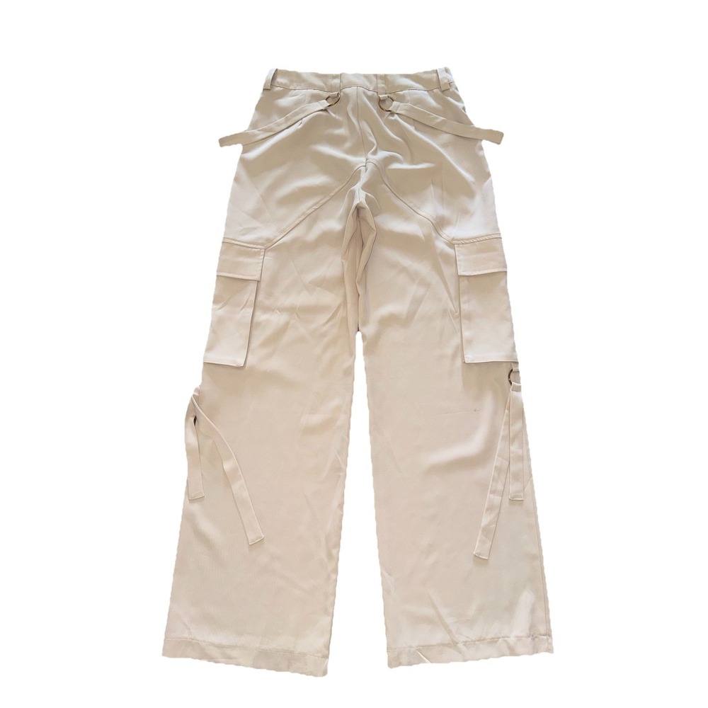 Alice Elle Ivory White Cargo Suspender Wide Leg Lightweight Pants Womens Size 10 - Picture 2 of 8